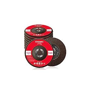 HYCHIKA Disque Abrasif, 10 Disque à Lamelles, Disque de Meulage 115 mm Standard 115 mm x 22,2 mm, Grain 120, Pour Métal, Acier et Bois