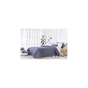 Todocama Couvre-lit Fin avec Motif Piquet, pour Printemps, été, Automne et Hiver, 100% Microfibre Extra Douce, Housse de Couette Multifonction 140/150/160 – 250 x 260 cm, Bleu grisâtre
