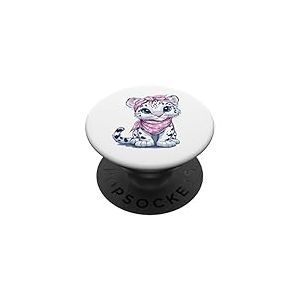Léopard des neiges, animal léopard blanc, visage de léopard des neiges PopSockets PopGrip Adhésif