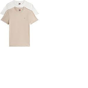 Tommy Jeans TJM Xslim 2Pack Jersey Tee Ext Dm0Dm20687 T-Shirt S/S, Multi (Ecru/Gulf Sand), XL Homme