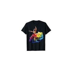 Danseuse de Flamenco Robe Colorée Arc-en-ciel Flamenco T-Shirt