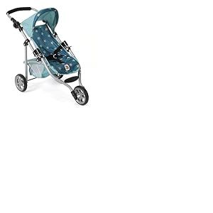 Bayer Chic 2000 Poussette de poupée Lola, Poussette pour poupées jusqu'à env. 50 cm, Poussette de Jogging, Jogger de poupée, Landau de poupée, étoiles turquoises