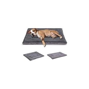 BVAGSS XH079 Tapis de Cage réversible en Mousse à mémoire de Forme pour Chien de Petite et Moyenne Taille, lit Lavable pour Niche (106 x 71 x 4 cm, Gris Clair)