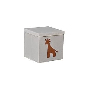 LOVE IT STORE IT - Boîte De Rangement Avec Couvercle Premium - En Tissu - Pliable - Renforcement Bois - Cube De Rangement - 30x30x30 cm - Beige Motif Girafe