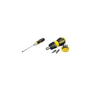 Stanley Fmht0-62691 maxi S Tournevis À Cliquet avec 12 Embouts Gamme Fatmax - mécanisme Cliquet 40 dents & 0-66-358 Tournevis Porte-Embouts a cliquet bimatiere + 6 Embouts - tête magnétique