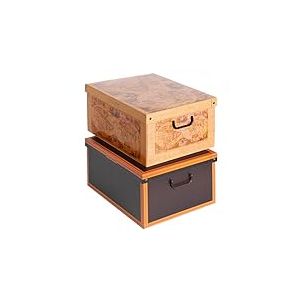 Kanguru Lot de 2 Boite de Rangement avec Couvercle, Boite en carton, Rangement Vetement, Meuble de Rangement Chambre, Bureau, Panier de Rangement, Organisateur Tiroir, 40x50x25 cm MIX 1