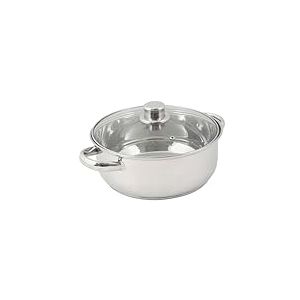 Crealys 502385 Faitout en Inox 4L + Couvercle Verre Diamètre: 24 cm