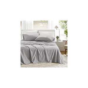 Comfort Spaces Parure de lit 4 pièces 100% Coton Respirant, léger, Doux avec Poche élastique de 35,6 cm pour Matelas jusqu'à 40,6 cm, literie Confortable pour Toutes Les Saisons, taie d'oreiller
