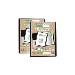 eco-eco Eco042x2 Lot de 2 porte-vues 10 pochettes en plastique Noir Format A4 50% recyclé