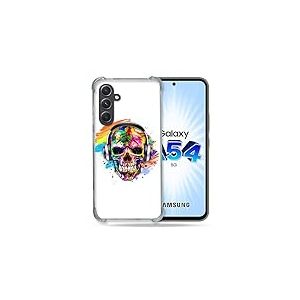 Cokitec Coque Renforcée en Verre Trempé pour Samsung Galaxy A54 5G Tete de Mort Tag