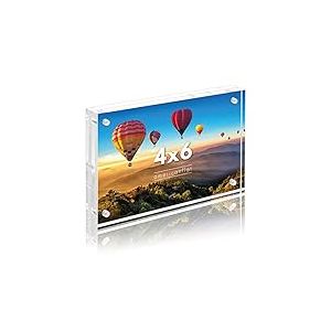 Americanflat Cadre photo en acrylique de 10,2 x 15,2 cm – Cadre double face avec coins magnétiques – Cadre en acrylique transparent pour affichage de bureau ou de table – Cadre photo de 10,2 x 15,2 cm