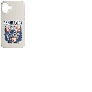 Drapeau Patriotique Grand Teton Park Bear Coque pour iPhone 16 Plus