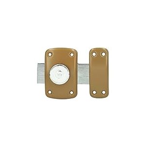 Yale Verrou de Porte Bouton/Cylindre - Ouverture à Bouton intérieur, Clé extérieur - Cylindre diamètre 23 mm, Longueur 45 mm, 5 goupilles - YV10BT/45-3 clés, Marron Doré