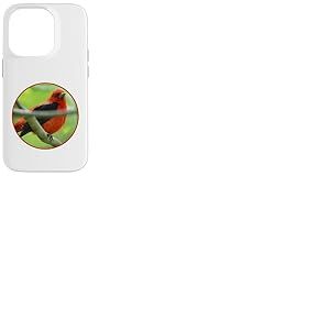 Photographie colorée de tangara écarlate motif oiseau Coque pour iPhone 14 Pro