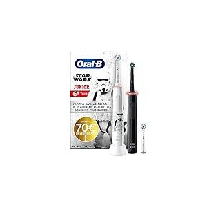 Oral-B Édition Familiale Brosses À Dents Électriques, Lot de 2 : 1 Brosse À Dents Électrique Oral-B Pro 3 Noire Et 1 Brosse À Dents Électrique Oral-B Junior Star Wars