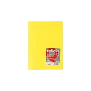 Grafoplas - Classeur à pochettes transparentes, format folio, jaune, 20 doublures en polypropylène, série polyplas opaque, fabriquées en Espagne, couverture souple, parfaite pour classer des documents