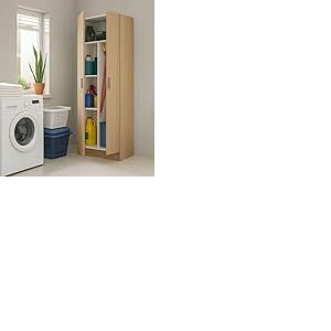 Dmora - Armoire multifonction 2 portes Charleston, meuble &agrave; balais, meuble &agrave; chaussures avec &eacute;tag&egrave;res, penderie porte-chaussures, 73 x 37 x 180 cm, ch&ecirc;ne