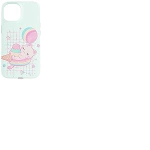 Kawaii Fraise Lait Chat Pastel Glace Galaxie Coque pour iPhone 15