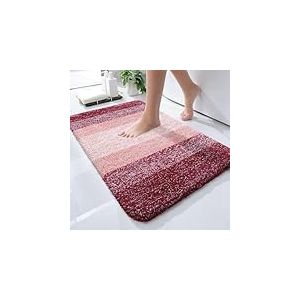 OLANLY - Tapis de Salle de Bain en Microfibre Extra Douce et absorbante, Revers en Caoutchouc, séchage Rapide, Lavable en Machine, Accessoires de décoration d'intérieur, 61 x 41 cm, Rouge