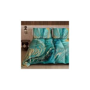 PETTI Artigiani Italiani - Couette d'hiver pour lit Simple, Couette Double Face, Couleur Unie et Impression num&eacute;rique en marbre Vert, fabriqu&eacute;e en Italie