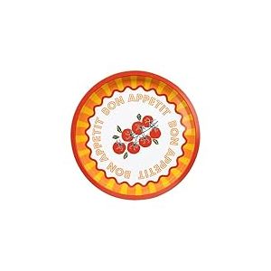 Talking Tables grand plateau rond pour boissons snacks condiments design tomates décoratif et coloré idéal pour repas d'été BBQ repas en extérieur et fêtes de jardin en métal 31cm