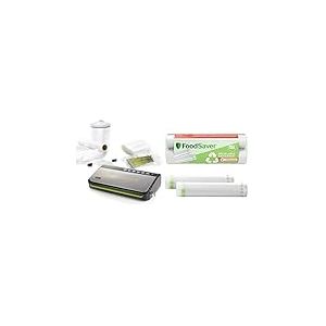 FoodSaver FFS005X Machine sous Vide avec Compartiment de Rangement pour Rouleau et Cutter, Fonction Pulse pour Aliments Fragiles+d’Emballage sous Vide, Rouleaux recyclables
