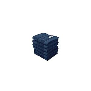 TOM TAILOR Essuie-mains, Lot de 6, 30 x 50 cm, 100% coton / &eacute;ponge, avec attache et &eacute;tiquette avec logo, COLOR BATH TOWEL Bleu (Dark Navy)