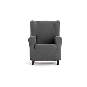 ECOMMERC3 Housse bi-&eacute;lastique pour fauteuil &agrave; oreilles super &eacute;lastique - Housse de fauteuil &agrave; oreilles couleur gris fonc&eacute; adaptable respirante et facile &agrave; installer avec des mousses de fixation et des