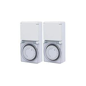 Unitec Programmateur journalier analogique IP44, Blanc., (30981:UNITEC) (Lot de 2)