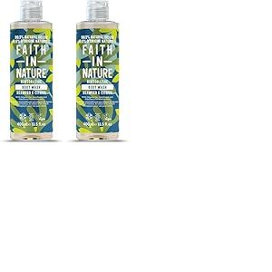 Gel Douche & Bain Naturel Algues & Agrumes Faith in Nature, D&eacute;toxifiant, Vegan & Cruelty Free, Sans parab&egrave;nes & SLES, 400ml (Lot de 2)
