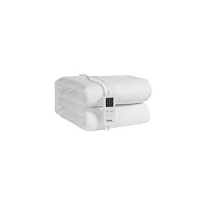 VEVOR Surmatelas Chauffant, 195x165 cm, Chauffe-lit Électrique en Tissu Brossé avec 4 Niveaux de Chauffage, Minuterie de 12 Heures, Arrêt Automatique Après 8 Heures, Sangle Contour Élastique Profonde