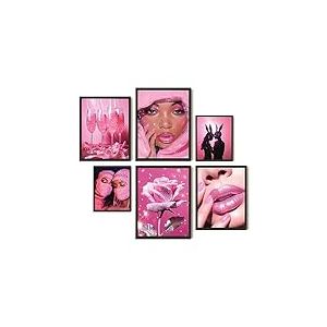 EXCOOL CLUB Décoration de chambre esthétique rose – 30,5 x 40,6 cm – Collage Y2k – Impressions d'art mural rose vif – Décoration murale rose fluo tendance pour adolescentes et filles (sans cadre)