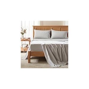 Comfort Spaces Coolmax Parure de lit 4 pièces Douce à évacuation de l'humidité, résistante à la décoloration, Toutes Les Poches Profondes élastiques pour Matelas jusqu'à 40,6 cm – Draps