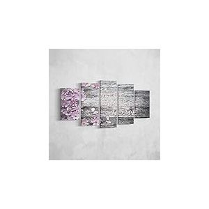 Homemania Tableau Citation - 5 Pieces - Citations - pour Salon, Chambre - Multicouleur en Polyester, Bois, 100 X 3 X 60cm - HM205PKNV-282
