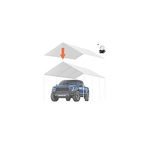 VEVOR Toile de Rechange abri de Voiture, 6,1 x 3 m, bâche d'abri de Tente de Garage, imperméable et protégée Contre UV, élastiques à Billes (Couverture supérieur Uniquement, Cadre Non Inclus), Blanc