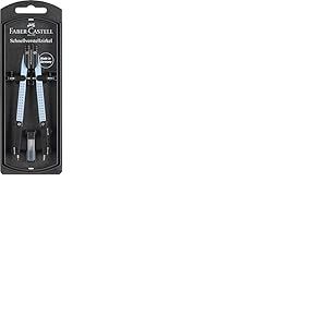 FABER-CASTELL 574454 - Compas à réglage rapide Grip sky blue avec branches pliables, pièces de rechange et mines compas incluses