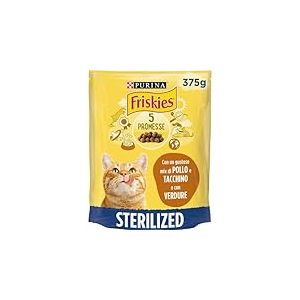 PURINA FRISKIES Croquettes pour Chats Adultes st&eacute;rilis&eacute;s avec Poulet, Dinde et l&eacute;gumes 12 Sacs de 375 g