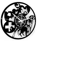 Instant Karma Clocks Horloge Murale en Vinyle Animaux Docteur Chats Chiens Clinique vétérinaire