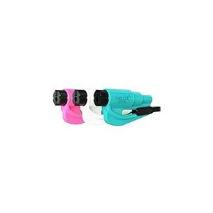 RESQME Porte-Clés Sécurité Voiture, Brise-Vitre et Coupe-Ceinture, Marteau d’Urgence, Fabriqué aux États-Unis, Lot de 3, Rose, Blanc, Turquoise
