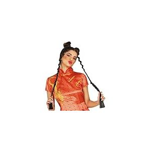 FIESTAS GUIRCA | Queue de Cheval Bouclée Noire (70 cm) - Accessoire de Cheveux pour Costumes de Jeux Vidéo, Culture Asiatique et Fêtes du Monde - Idéal pour Carnaval et Halloween - Unisexe - Noir