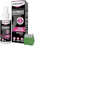 Paranix Spray Express 5 minutes - Lotion Spray Anti-Poux et Lentes 100% efficace : traite et protège – 100 ml – Peigne fin en métal inclus