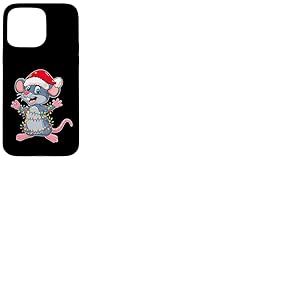 Christmas Lights Mouse Wearing Xmas Hat - Cute Mouse Lover Coque pour iPhone 15 Pro Max