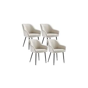 SONGMICS Chaise Salle &agrave; Manger, Lot de 4, Chaise de Cuisine, Fauteuil en Velours, avec Accoudoirs, Charge Max. 120 kg, Pieds en M&eacute;tal, pour Salle &agrave; Manger, Beige Cappuccino et Noir d'encre LDC087W14