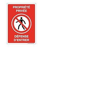 AUA SIGNALETIQUE - Panneau Pr&eacute;perc&eacute; (4 Trous) avec Angles arrondis - PVC Rigide 1.5 mm - (350x490 mm, Propri&eacute;t&eacute; Priv&eacute;e D&eacute;fense d'entrer)