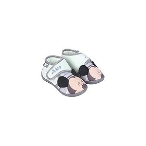CERDÁ LIFE'S LITTLE MOMENTS Chaussons Maison Garçon de Velcro Amusantes de Mickey Mouse avec l'Intérieure 100% Coton et Semelle Antidérapante, Vert, 25 EU