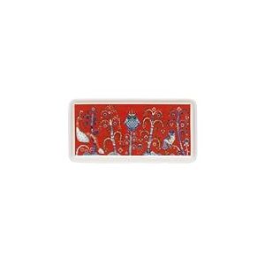 Iittala Assiette rectangulaire Taika en porcelaine vitrocéramique, couleur : blanc et rouge, dimensions : 12,3 x 12,2 x 1,9 cm, 1072380
