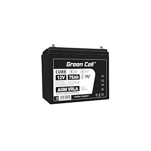 Green Cell AGM VRLA Batterie au plomb, 12 V, 75 Ah, avec batterie non tiss&eacute;e IP54, batterie de rechange, r&eacute;sistante aux cycles et sans entretien, pour bateau &eacute;lectrique, moteur de trolling, bateau (12