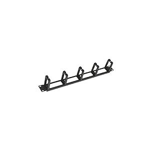 Link LKORG1UNP Rail de câbles perforé pour armoires avec 5 crochets, 19", noir