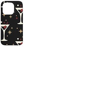 Retro Casino Verre &agrave; Cocktail Ic&ocirc;nes Jaune Allover Vibe Coque pour iPhone 15 Pro