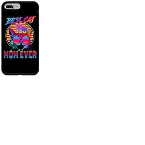 Best Cat Mom Ever Vintage 80s Funny Mothers Day Cat Lover Coque pour iPhone 7 Plus/8 Plus
